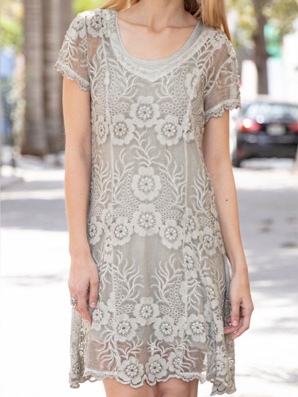 NWT Gretty Zueger embroidered silk dress sz XS